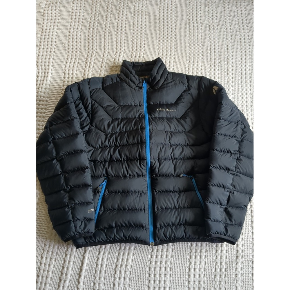 Eddie Bauer First Ascent Stormdown 800 Puffer Jacket Men's Sz Medium Black Blue